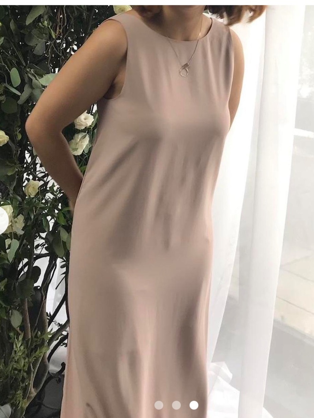OAK + FORT Sleeveless Midi Dress in Blush Beige